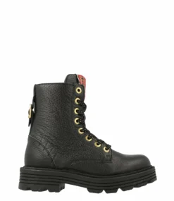 Girls Mid Boot Laces Black Nappa