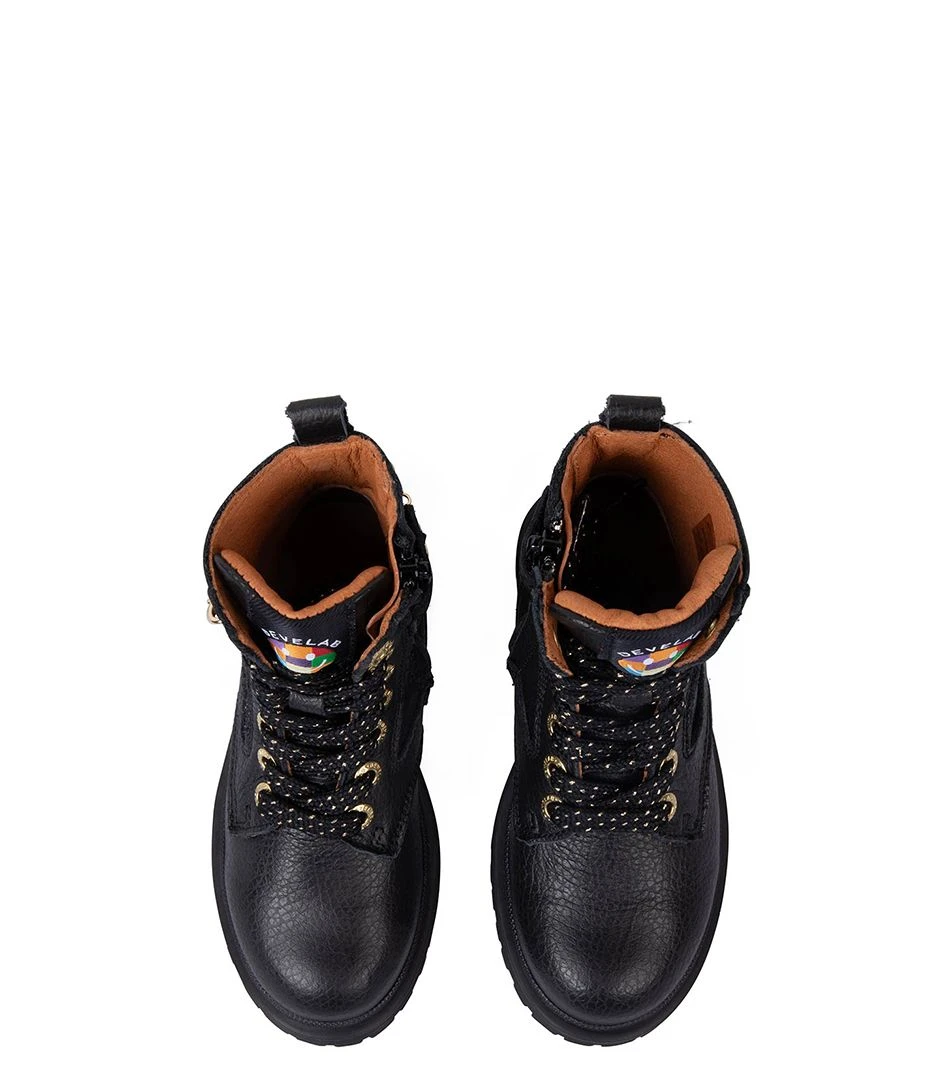 Girls Mid Boot Laces Chain Black Nappa â Image 4