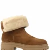 Women Fold Over Boottee Fur Taupe Suede