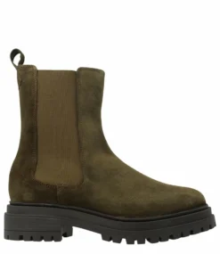 Women Low Chelsea Boot Green Suede