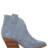 Women Western Low Blue Suede