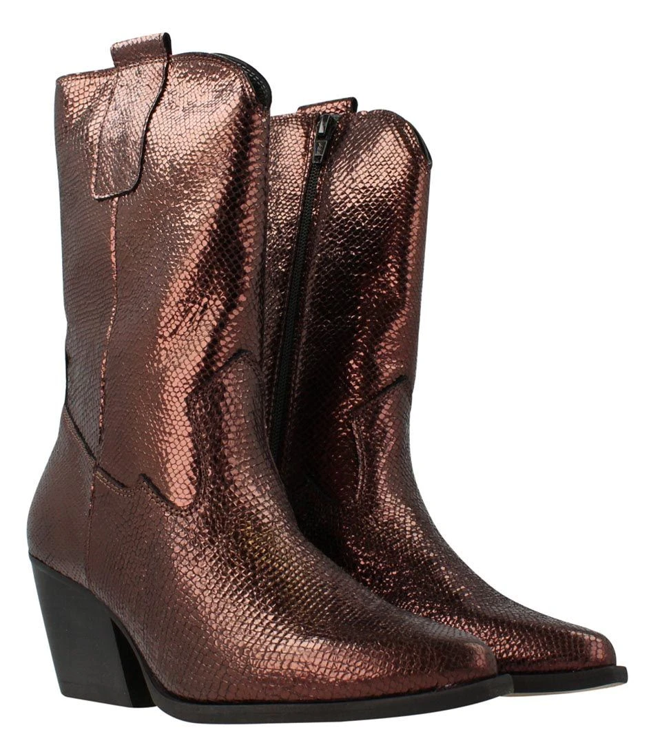 Western Boot Women Dark Brown Metallic – Image 2