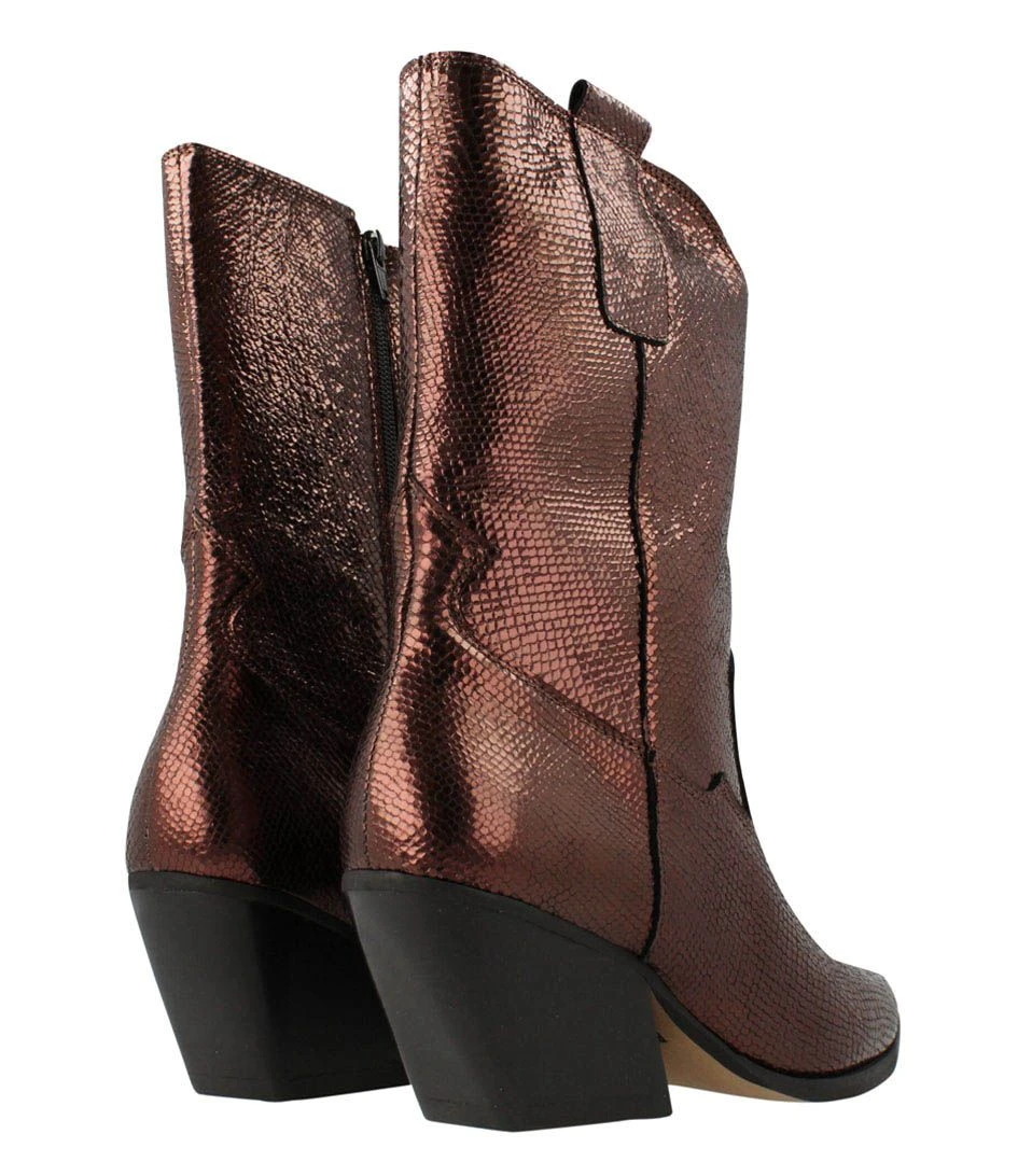 Western Boot Women Dark Brown Metallic – Image 3
