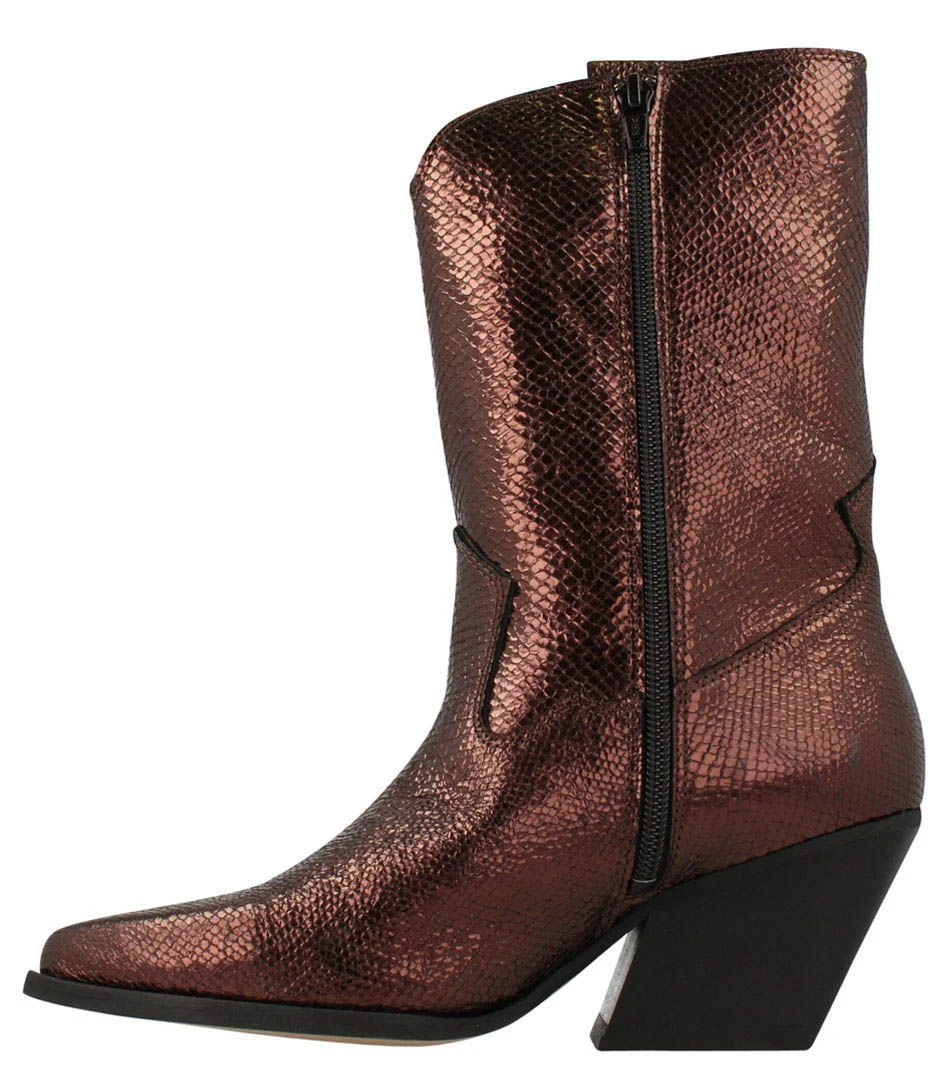 Western Boot Women Dark Brown Metallic – Image 4