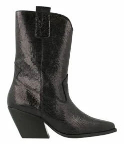 Western Boot Women Black Metallic